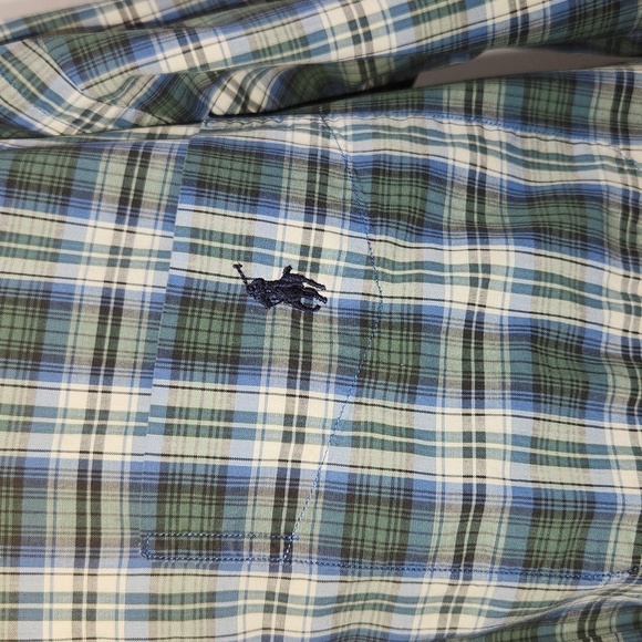 Ralph Lauren Men's Green 100% Cotton Short Sleeve Button Down Blare Shirt Size S - Picture 5 of 14